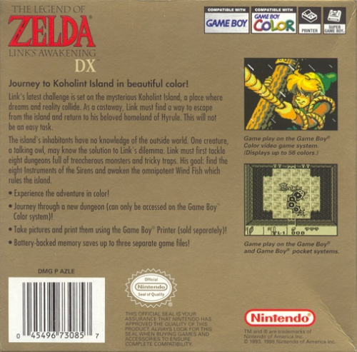 The Legend of Zelda: Link's Awakening DX Back Boxart