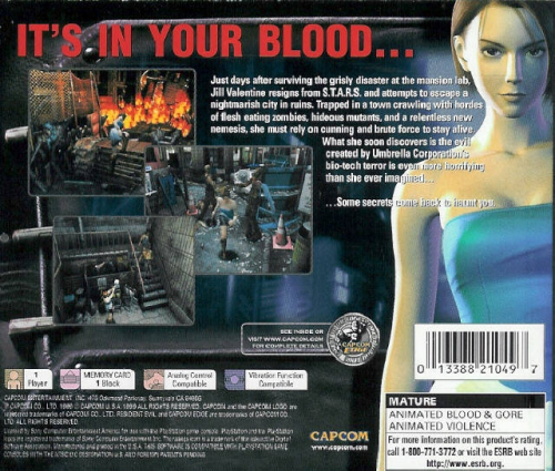 Resident Evil 3: Nemesis Back Boxart
