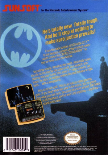 Batman: The Video Game Back Boxart