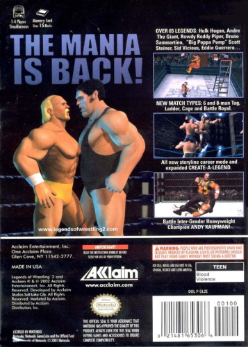 Legends of Wrestling II Back Boxart
