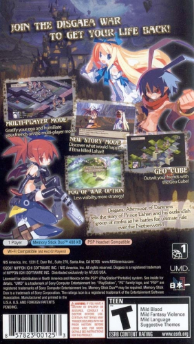 Disgaea: Afternoon of Darkness Back Boxart