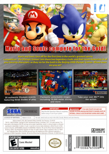 Mario & Sonic at the Olympic Games Back Boxart