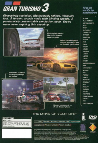 Gran Turismo 3: A-spec Back Boxart