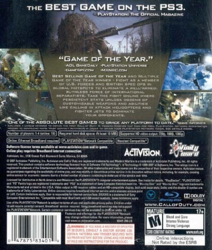 Call of Duty 4: Modern Warfare (Game of the Year Edition) Back Boxart