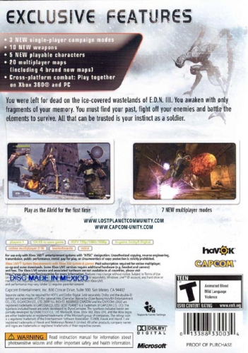 Lost Planet: Extreme Condition Colonies Edition (Platinum Hits) Back Boxart