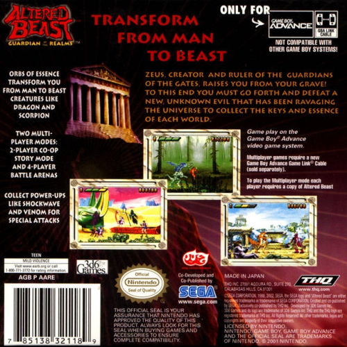 Altered Beast: Guardian of the Realms Back Boxart