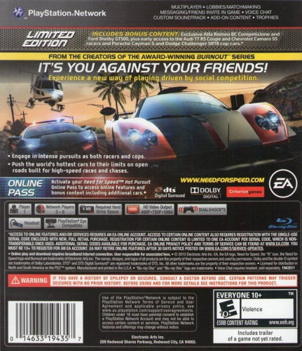 Need for Speed: Hot Pursuit (Limited Edition) Back Boxart
