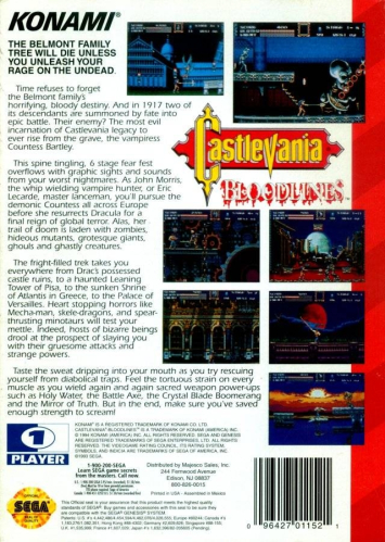 Castlevania: Bloodlines Back Boxart