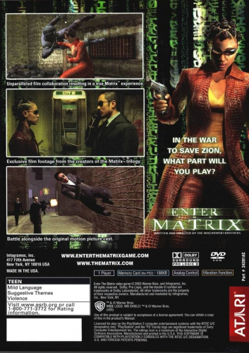 Enter the Matrix Back Boxart