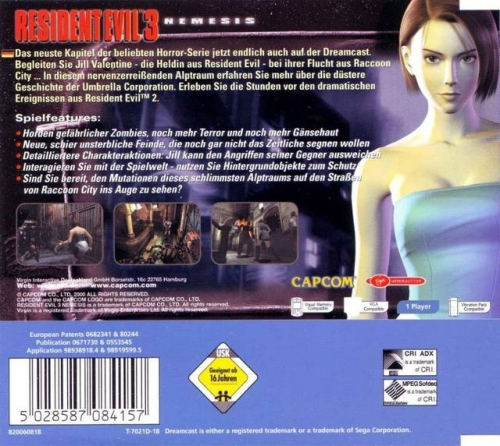 Resident Evil 3: Nemesis Back Boxart