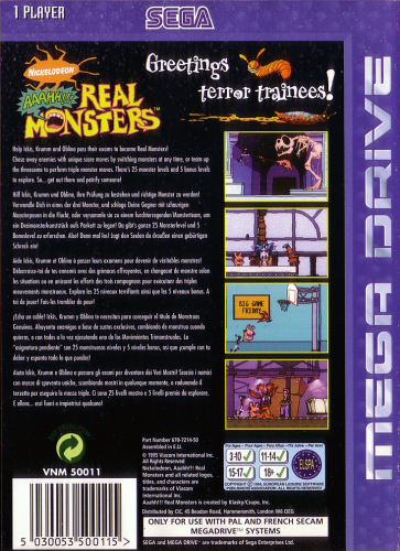 Aaahh!!! Real Monsters Back Boxart