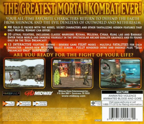 Mortal Kombat Gold Back Boxart