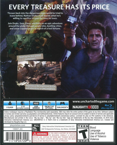 Uncharted 4: A Thief's End Back Boxart