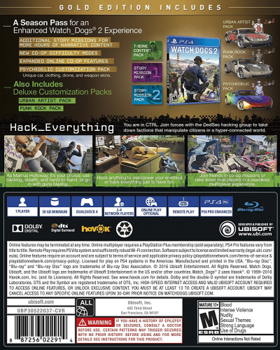 Watch Dogs 2 (Gold Edition) Back Boxart