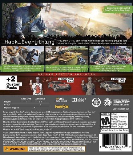 Watch Dogs 2 (Deluxe Edition) Back Boxart