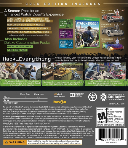 Watch Dogs 2 (Gold Edition) Back Boxart