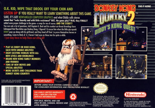 Donkey Kong Country 2: Diddy Kong's Quest Back Boxart