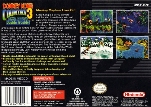 Donkey Kong Country 3: Dixie Kong's Double Trouble! Back Boxart