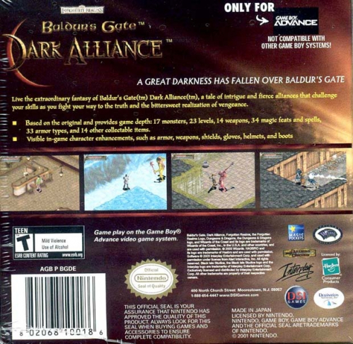 Baldur's Gate: Dark Alliance Back Boxart
