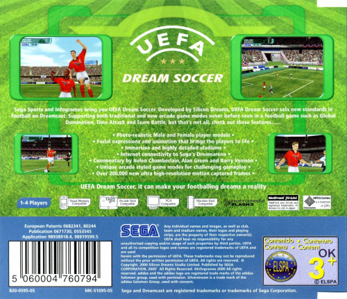 UEFA Dream Soccer Back Boxart
