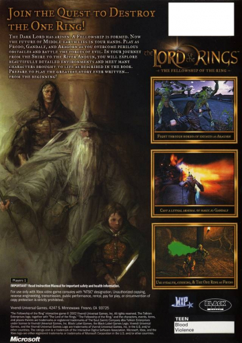 The Lord of the Rings: The Fellowship of the Ring Back Boxart