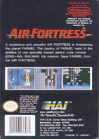 Air Fortress Back Boxart